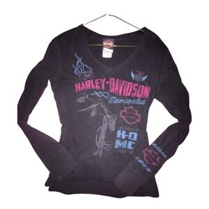 Harley-Davidson Black and Pink Graphic Tee